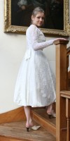 1950s Mid Calf Silk Wedding Dress
