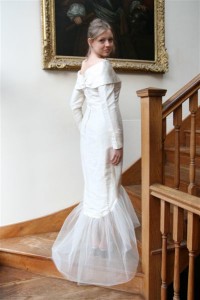 1950s Mid Calf Silk Wedding Dress (Front)